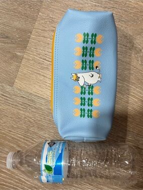 Light Blue Moomin Cosmetic Pouch with Yellow Tulip Print